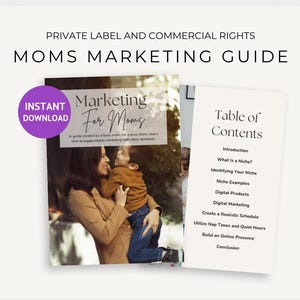 Moms Digital Marketing Guide, Passive Income Ideas, Digital Products, Work from Home Success