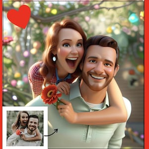 Benutzerdefinierte Cartoon-Animation, personalisiertes Familienporträt, Foto im Pixar-Stil für Paare, 3D-Karikatur nach Maß, Digitaldruck, Valentinstag