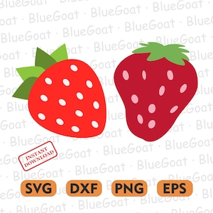 Strawberry SVG Clipart Bundle for Cricut and Silhouette | Cute Fruit Vector Files for Summer Crafts, Stickers, T-Shirts and Sublimation