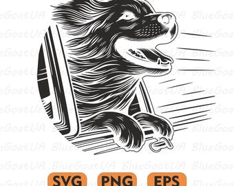 Perro en la ventana del coche SVG: Clipart divertido de mascota para Cricut (Descarga digital)