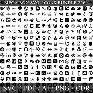 Icons SVG Mega Bundle - 256 IconsSVG. Business Icons, Social Media Icons, Editable Icon Bundle, Silhouette, Pdf Png Eps Dxf, Decal, Sticker