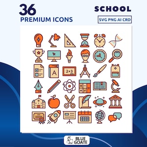 School Doodle Icons: Back to School Clipart (SVG, PNG, PDF)