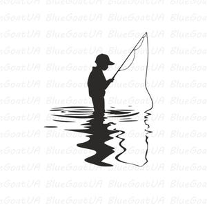 Pojkefiskande SVG-fil: Barnfiskarsilhuett Clipart för Cricut, Silhouette & Outdoor Vector Design