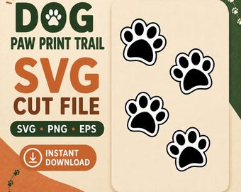 Dog Paw Prints SVG Bundle: DIY Crafts, Decals (Digital Download)