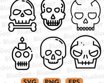 Skull SVG Cut Files: Halloween Clipart, Cricut & Silhouette (Digital Download)