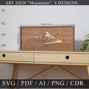 Landscapes Line Art Signs - 4 Designs - Glowforge and Lightburn Tested - For all Lasers Digital Cut File, Instant Download