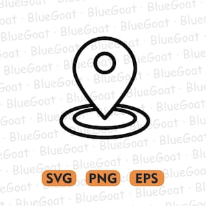 Map Pin SVG Location Marker Icon | GPS Clipart | Digital Download for Cricut Silhouette | PNG eps Vector File for Travel Projects