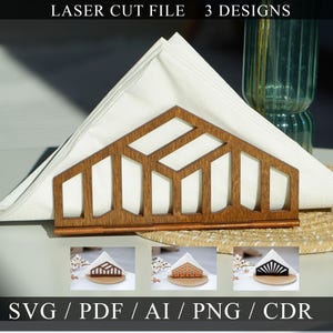 Serviettenhalter Bundle, 3D-Serviettenhalter Laserschnitt, floraler Gewebeständer svg, Holzküchendekor lasercut, Tischdekoration svg, Blumen svg