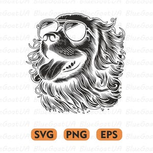 Cool Dog with Sunglasses SVG | Retro Dog Clipart | Funny Dog Head PNG EPS | Hipster Pet Vector | Dog Lover Cricut Cut File for T-Shirts
