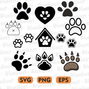 11 Pet Paw Print SVG Bundle for Cricut and Silhouette – Dog Cat Puppy Footprint Vector Files – Clipart Cut Files in SVG, EPS, png