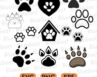 Pet Paw Print SVG Bundle: Dog Cat Footprint Clipart (Digital Download)