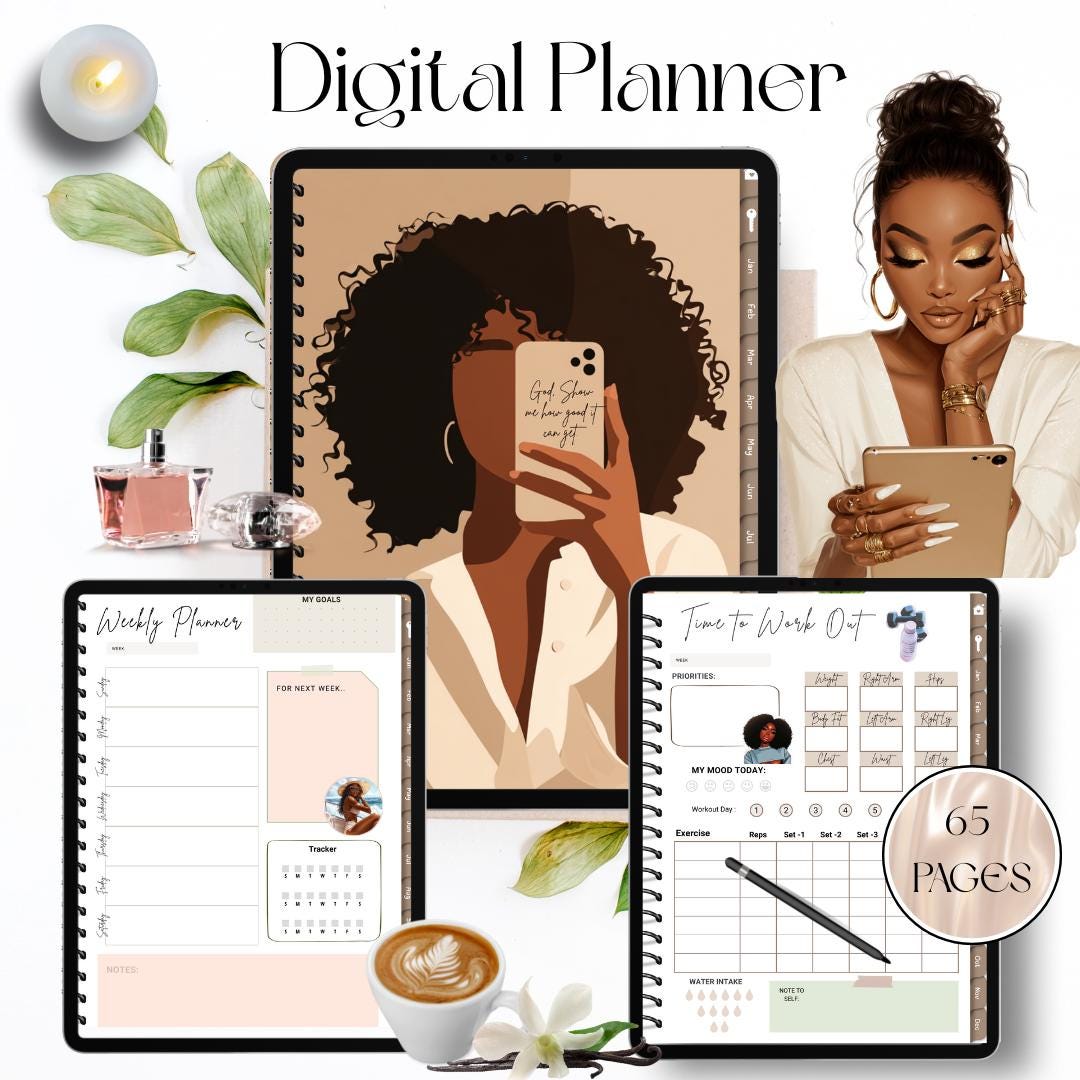 Digital Planner for Black Women 2025, Black Girl Digital Planner, 2025 Digital Planner, 2025 Planner, iPad Planner, Daily Planner, Goodnotes