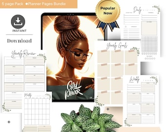Digital Planner Pages Bundle for Black Women 2025-Black Girl Digital Planner, Digital Planner, Goodnotes Planner, iPad Planner, Notability