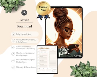 Digital Planner for Black Women 2025-Black Girl Digital Planner, Digital Planner, Goodnotes Planner, iPad Planner, Notability Planner,