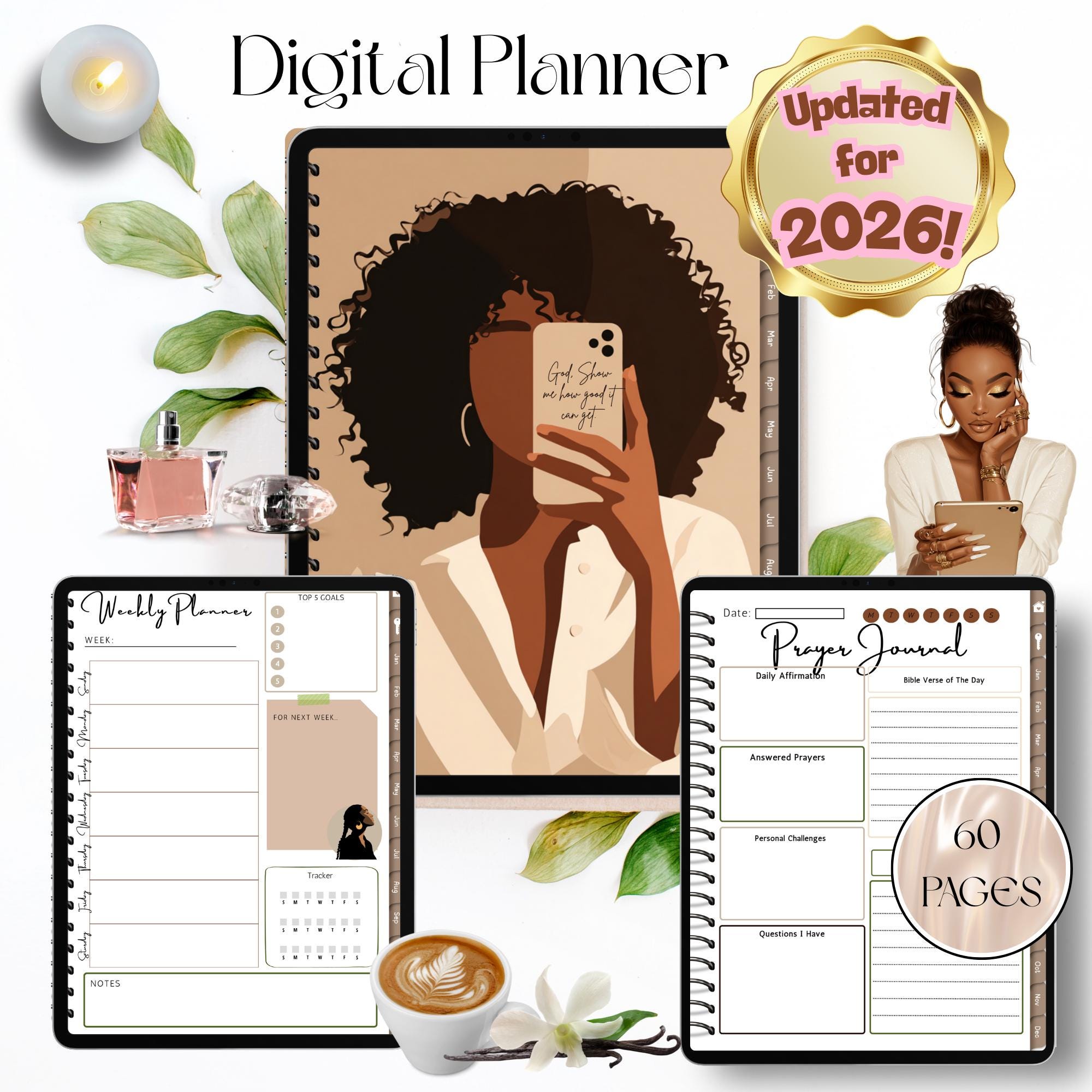 Black Girl Digital Planner 2026 | Hyperlinked iPad Planner | Goodnotes ...
