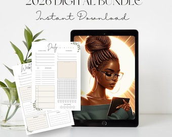 Digitala kalenderinlägg för Black Girl 2026, Goodnotes, Notability (digital nedladdning)
