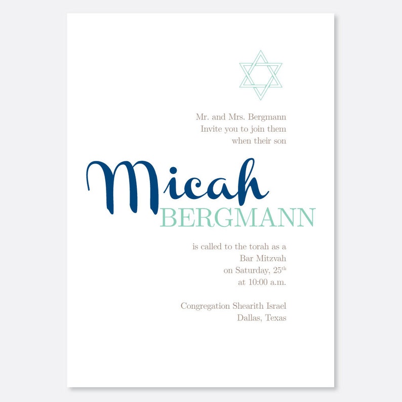 Bar Bat Mitzvah Invitations Unique Designs Printable Etsy