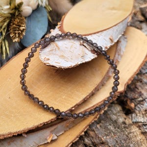 Smoky quartz bracelet 4 mm beads faceted vitality joy depression