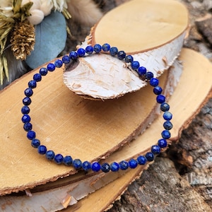 Lapis lazuli bracelet 4 mm beads faceted optimism self-confidence intuition