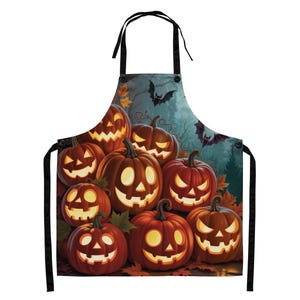 Halloween Pumpkins Apron, Scary Kitchen Apron, Adjustable Chef Apron, Halloween Gift, Festive Apron.