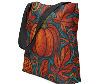 Bolso Tote Calabaza – Estilo Otoñal y Halloween Colorido