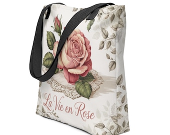 ラヴィアンローズ花柄ヴィンテージロマンチックトートバッグ