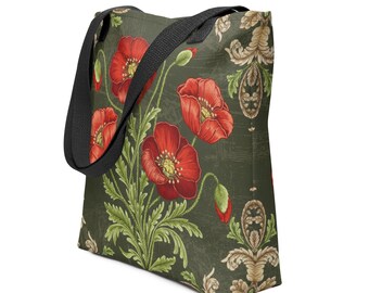 Romantic Red Poppies Tote Bag – Vintage Floral Charm
