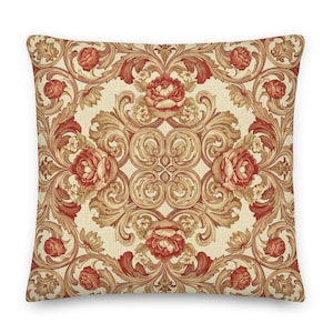 rusty orange velvet decorative throw pillow with novelty gold and orange fringe for living room sofa handmade in usa