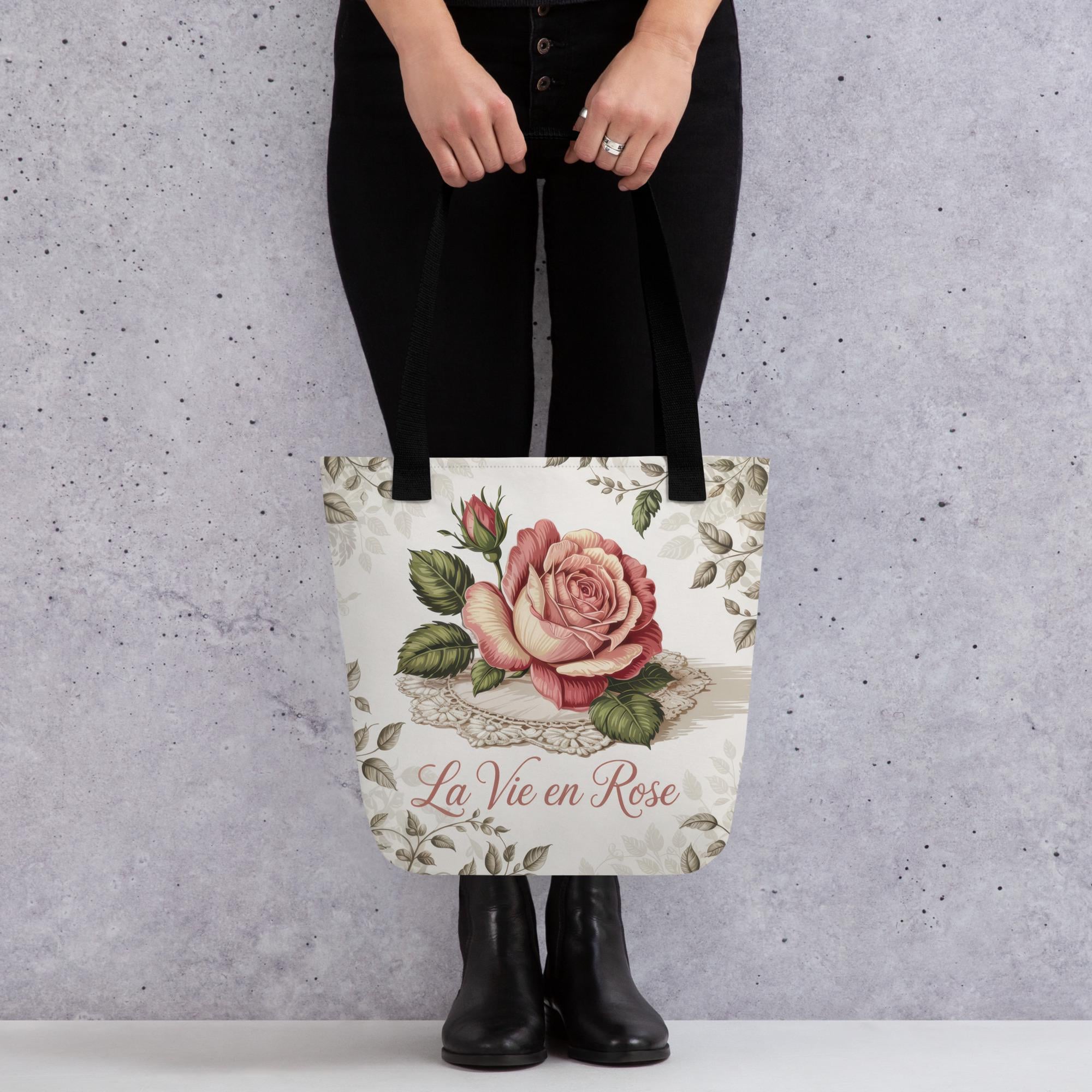 La Vie En Rose Tote Bag – Vintage Shabby Chic Floral Design - Etsy