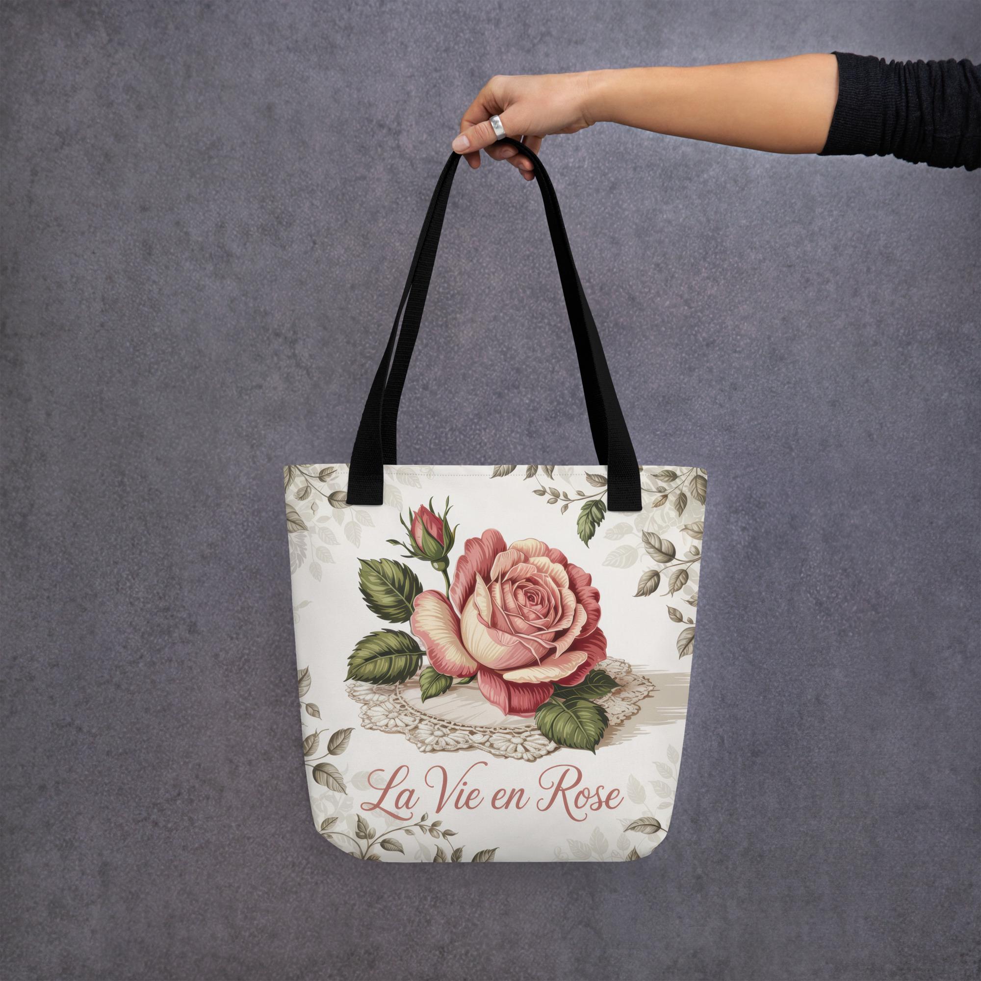 La Vie En Rose Tote Bag – Vintage Shabby Chic Floral Design - Etsy