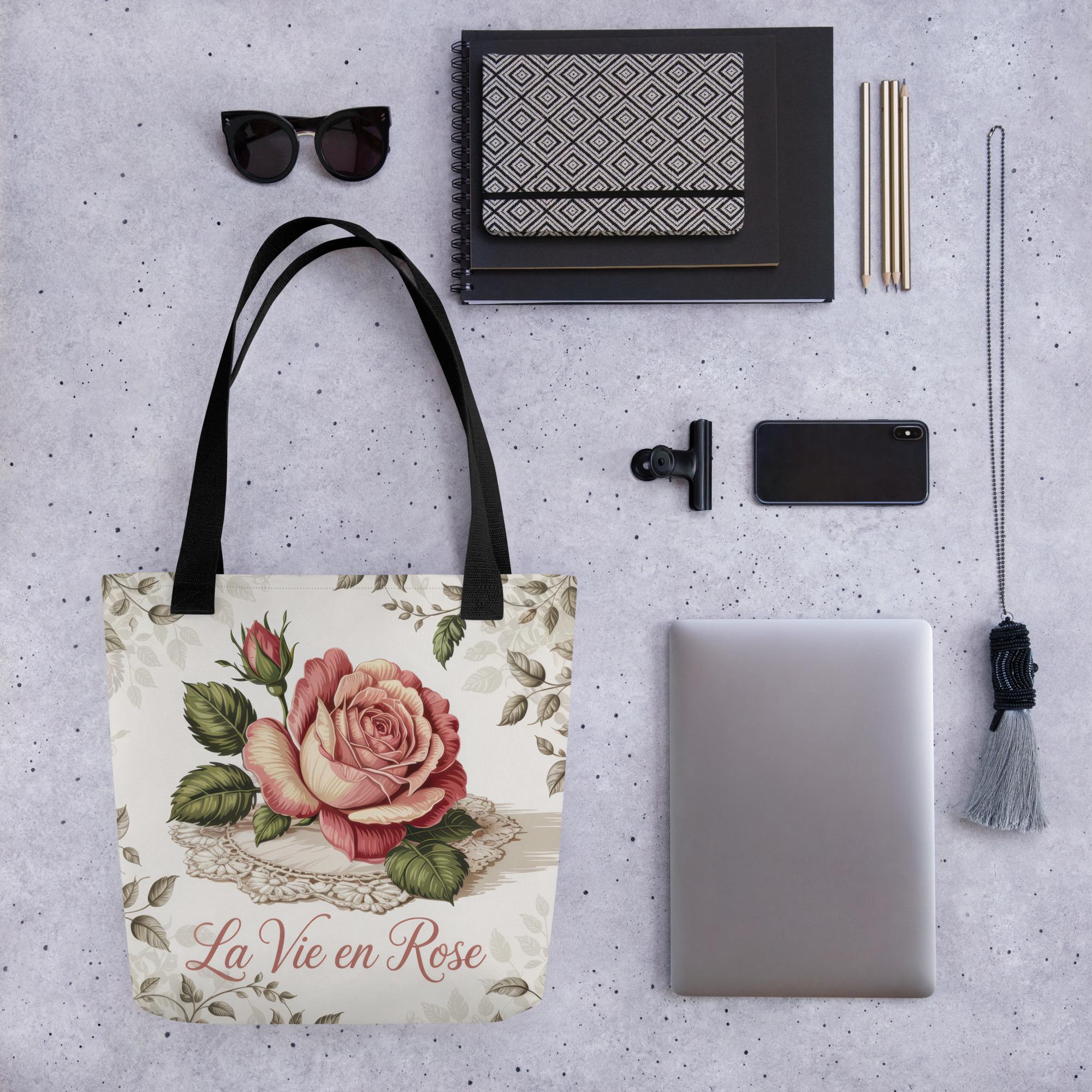 La Vie En Rose Tote Bag – Vintage Shabby Chic Floral Design - Etsy