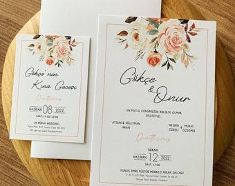 Floral Wedding Invitations: Cotton Textured Card, Special Design