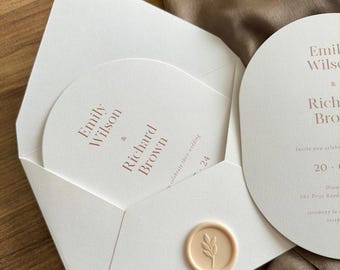 Chic Wedding Invitation Set: Custom Cotton Card with Handmade Seal