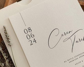 Elegant Textured Wedding Invitation: Cream and White, Personalized Design