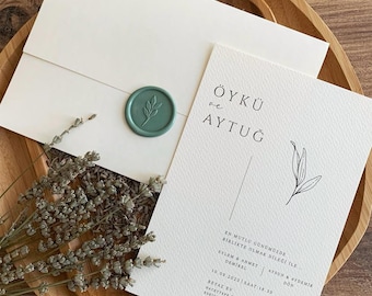 Custom Wedding Invitation: Granite Paper with Handmade Seal