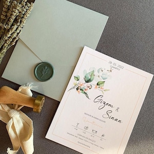 Faire-part de mariage élégant, Cartes de mariage personnalisées, Faire-part de mariage vert aqua, Faire-part de mariage personnalisé, Souvenir de mariage
