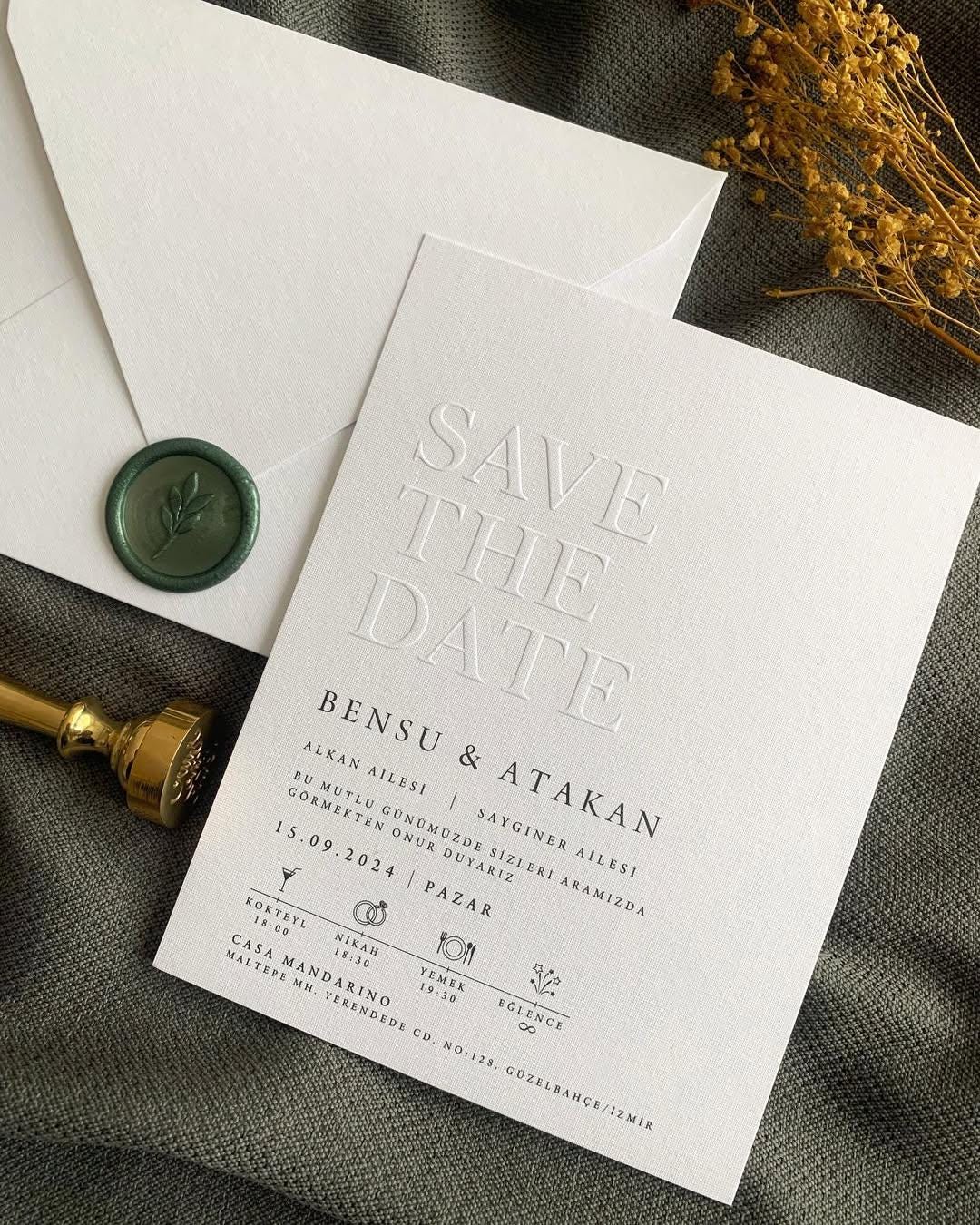 Embossed White Wedding Invitation: Personalized Modern Design - Etsy