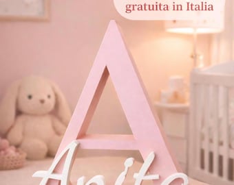 Decorazione Nome Personalizzato 3D – Lettera Iniziale con Nome – Regalo Nascita | Arredo Cameretta Bambina Bambino | Idea Baby Shower