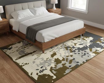 Hand Tufted Abstract Wool Rug – Multi-Texture Modern Carpet (5'7" x 7'10")