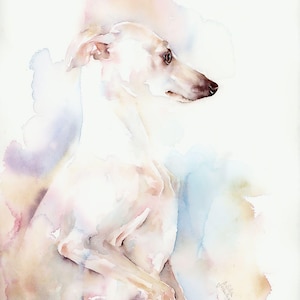 Italian greyhound &quot;Ethereal beauty&quot;. Watercolor Giclée limited edition print, wall decoration, gift, pet art