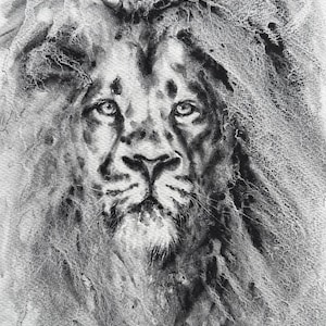 Dipinto ad acquerello originale "Dominance", leone, dipinto di animali selvatici, arte murale, arredamento per la casa, dipinto fatto a mano