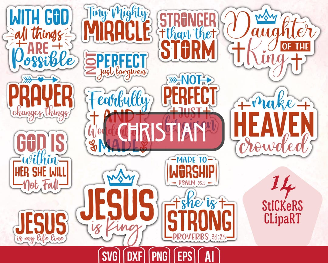 Christian Png Sticker Bundle, Bible Verse Svg, Jesus Svg, God Svg Png ...