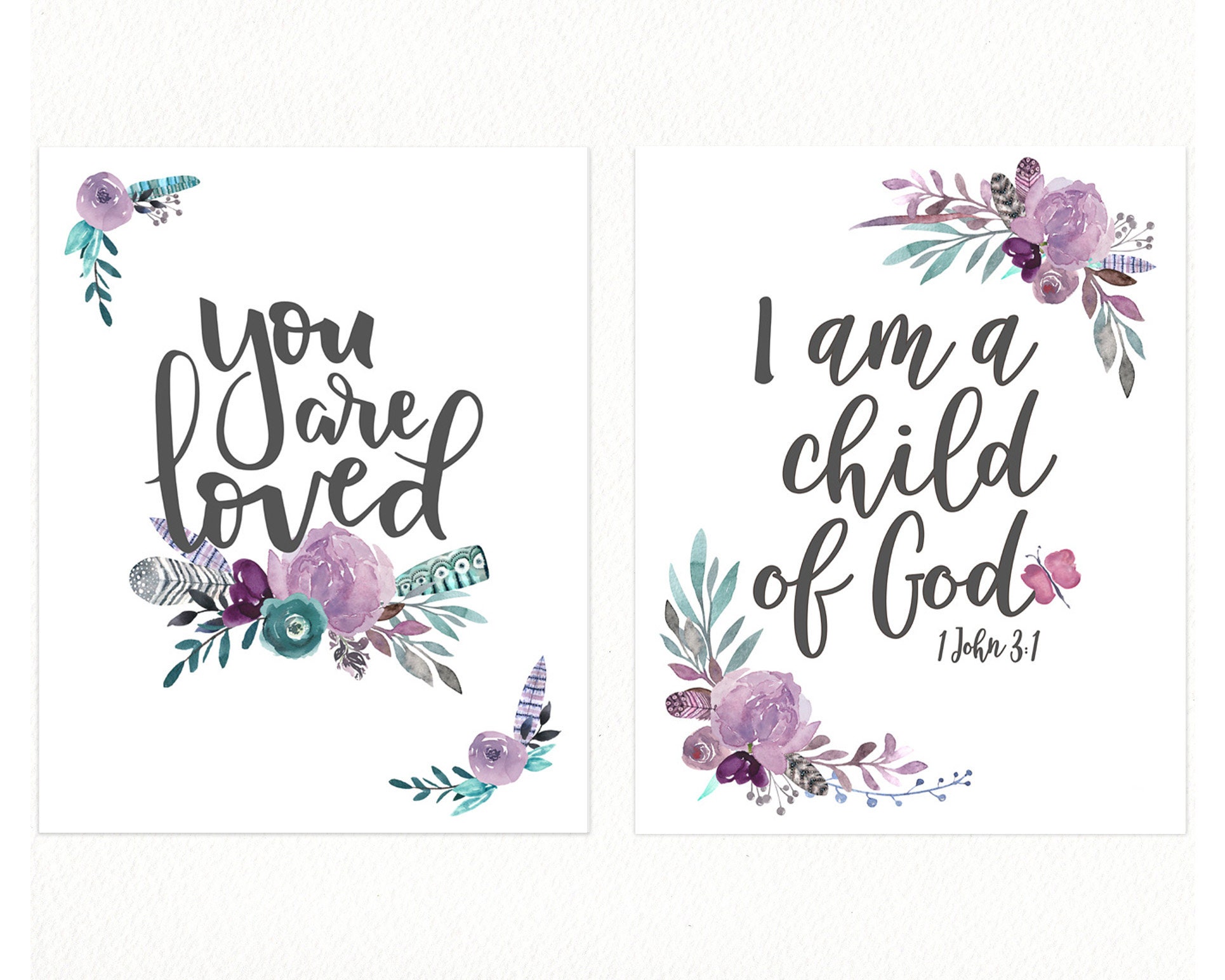 FLORAL Nursery Wall Decor Bible Verse Prints for Girls Pink Etsy
