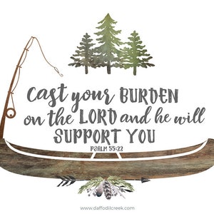 CAMPING Nursery Prints - Canoe Print, Bible Verse Boy, Woodland Nursery Art, Fishing Nursery Decor, Canoe Decor, Forest Nursery Wall Art