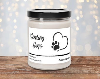 Pet Sympathy Gift: Paw Print Soy Candle - Sending Hugs