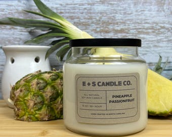 Vela de Mango y Maracuyá / Vela de 3 Mechas 425 g / Vela de Frutas Tropicales / Aroma Cítrico Dulce / Vela de Verano / Fragancia de Lujo para el Hogar