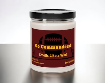 Washington Commanders Football Candle – Game Day Gift, Soy Wax, Long-Lasting Clean Burn
