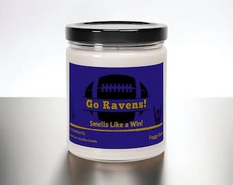 Ravens Football Candle: 7oz Soy Wax, Game Day Scent
