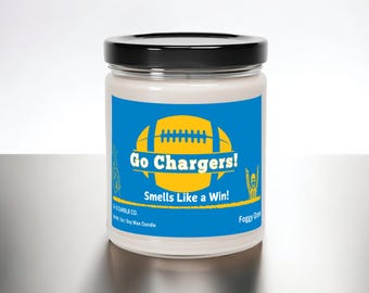 Chargers Football Candle: 7oz Soy Wax, Game Day Gift