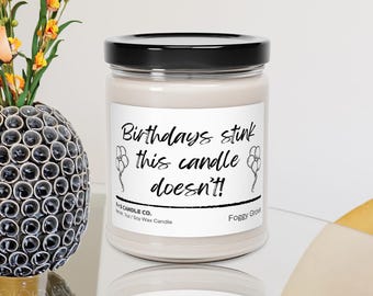 Vela de cumpleaños divertida: vela de soja con aroma a eucalipto